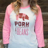 Pork & Beans – Baseball Tee Pink/ White